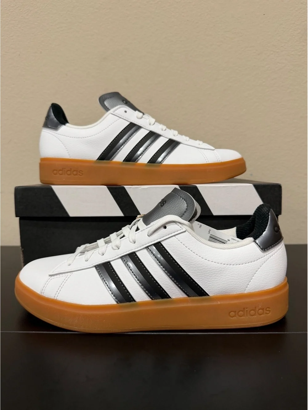 Size 8.5 - Adidas Women’s Grand Court 2.0 “White Iron Metallic Black”